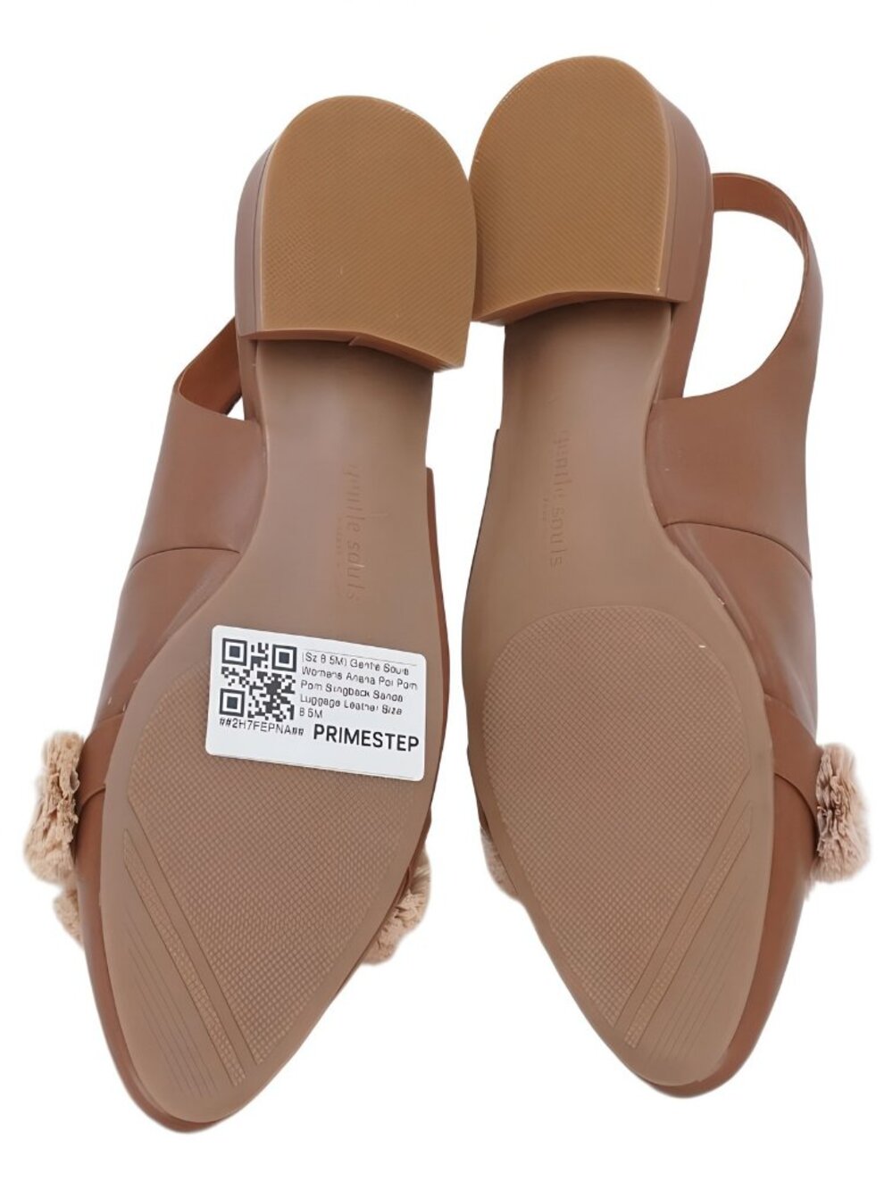 Gentle Souls Anana Poi Pom Pom Slingback Sandal Luggage Leather Sz 8.5M - Picture 6 of 6